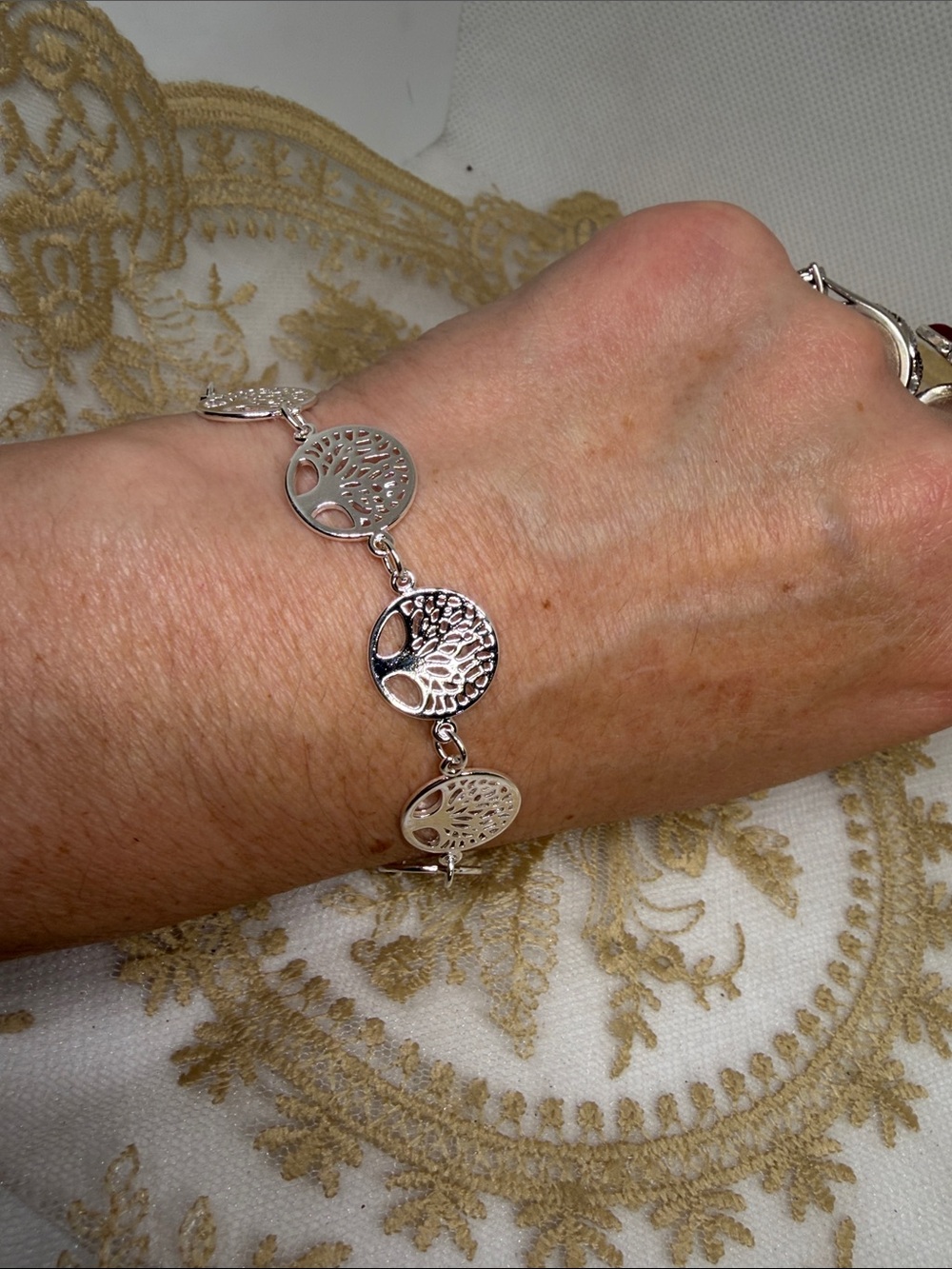 925 Sterling Silver Tree of Life Bracelet Adjustable Celestial Boho